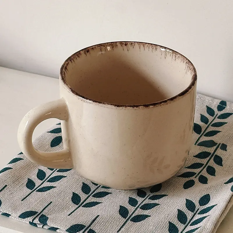 Cream-colored Ceramic Mug Office Solid-colored Simple Water Cups Household Breakfast Milk Coffee Cup Drinking Utensils
