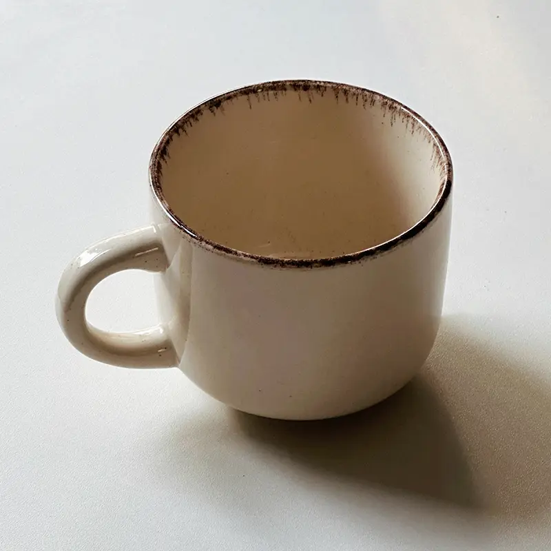 Cream-colored Ceramic Mug Office Solid-colored Simple Water Cups Household Breakfast Milk Coffee Cup Drinking Utensils