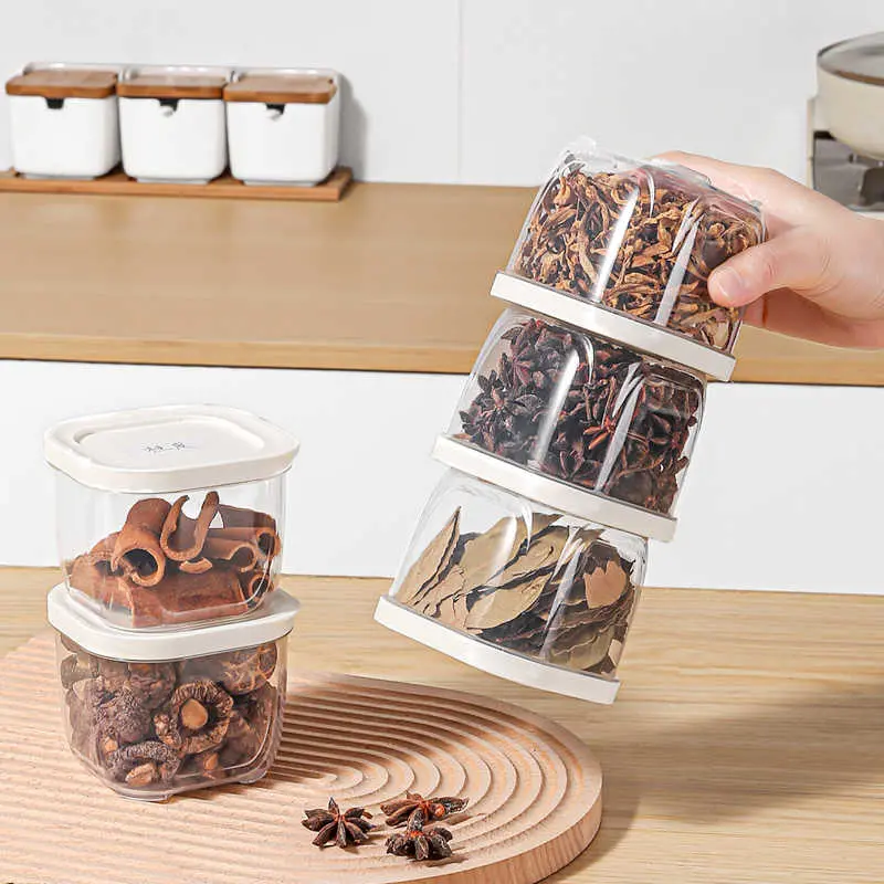 Square Spice Storage Box Moisture-proof Anise Cinnamon Chili Seasoning Storage Box Household Candy Nut Storage Boxes