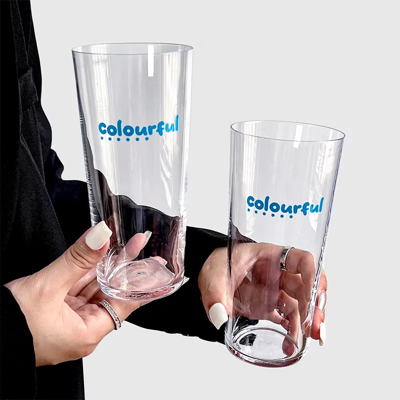Simple Letters Printing Glass Cup Transparent Students Dormitory Drinking Cup Milk Juice Coffee Cups For Home Use 410ml