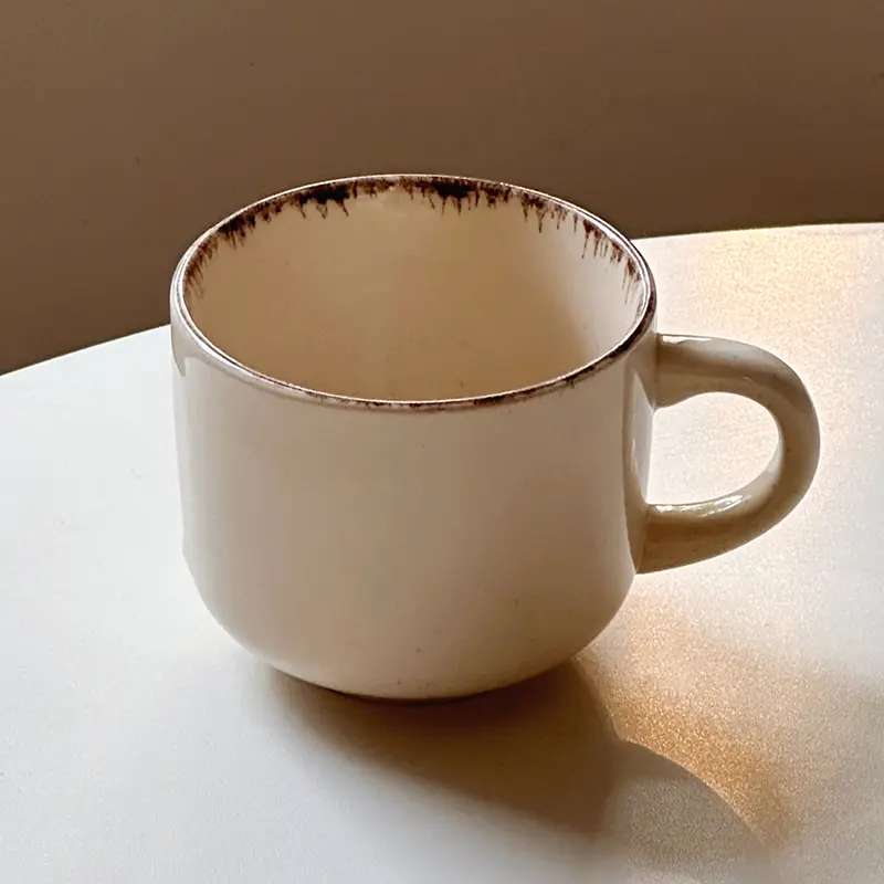 Cream-colored Ceramic Mug Office Solid-colored Simple Water Cups Household Breakfast Milk Coffee Cup Drinking Utensils