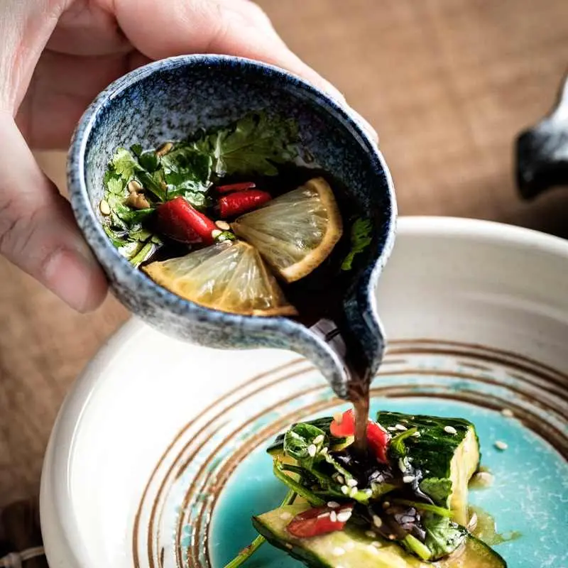 Japanese Style Soy Sauce Bowl Vintage Ceramic Sushi Dipping Sauce Bowl Kitchen Tableware Supplies