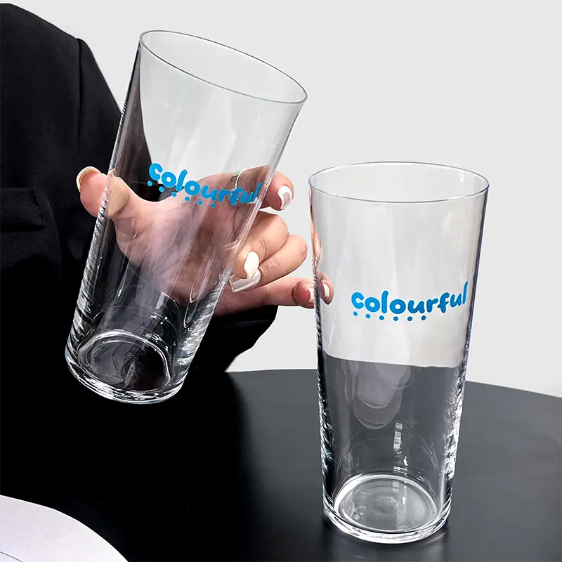 Simple Letters Printing Glass Cup Transparent Students Dormitory Drinking Cup Milk Juice Coffee Cups For Home Use 410ml
