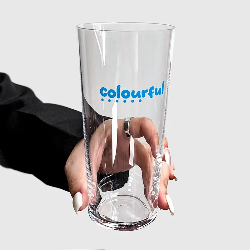 Simple Letters Printing Glass Cup Transparent Students Dormitory Drinking Cup Milk Juice Coffee Cups For Home Use 410ml