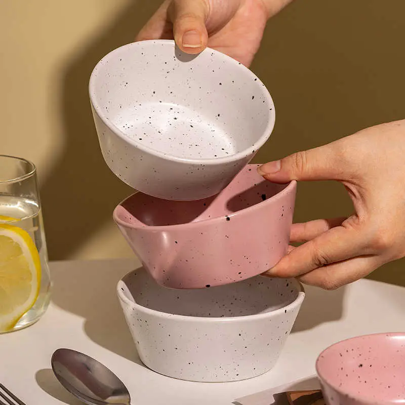 Ink Splash Ceramic Bowl Household Rice Bowls Yoghurt Breakfast Bowl Small Salad Bowls Tableware