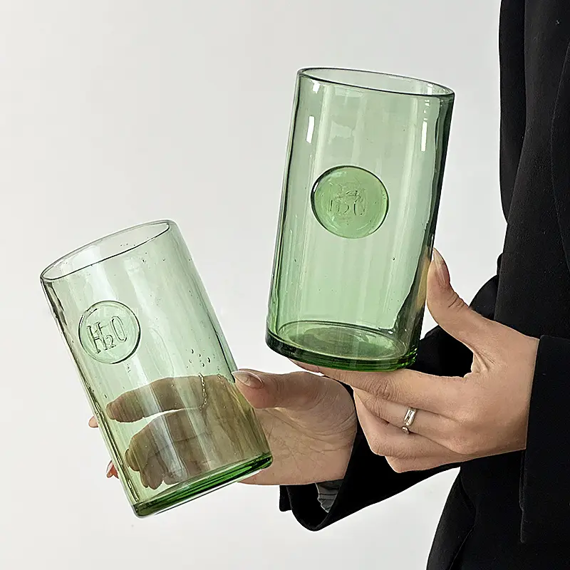 Green Color Glass Mugs Large Capacity Household Daily Drinking Water Cup Simple Transparency Coffee Milk Juice Mugs Gifts