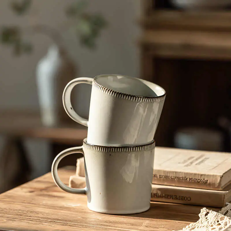 Japanese Ceramic Mug 400ml Coffee Cup Couple Cups Home Breakfast Milk Oatmeal Cup Drinking Utensils