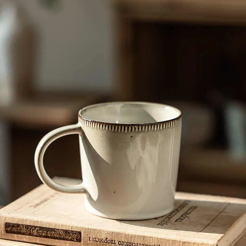 Japanese Ceramic Mug 400ml Coffee Cup Couple Cups Home Breakfast Milk Oatmeal Cup Drinking Utensils
