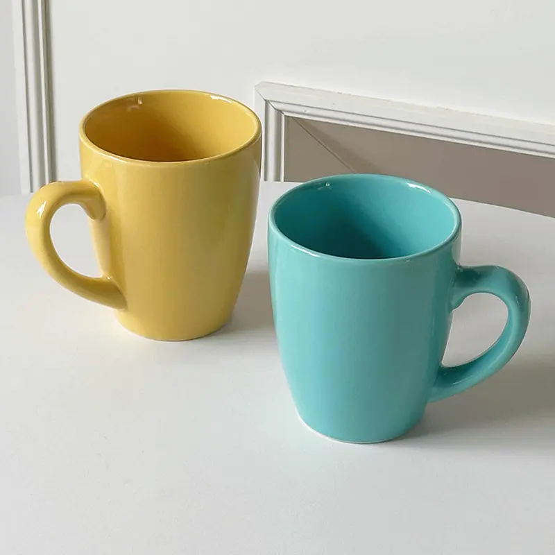 420ml Simple Ceramic Cup Solid Colour Office Coffee Mug Home Breakfast Milk Oatmeal Cups Drinkware