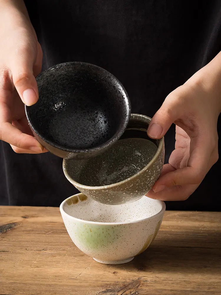 Japanese Retro Ceramic Rice Bowl Creative Salad Bowl Specialty Tableware Simple Snacks Dipping Bowl