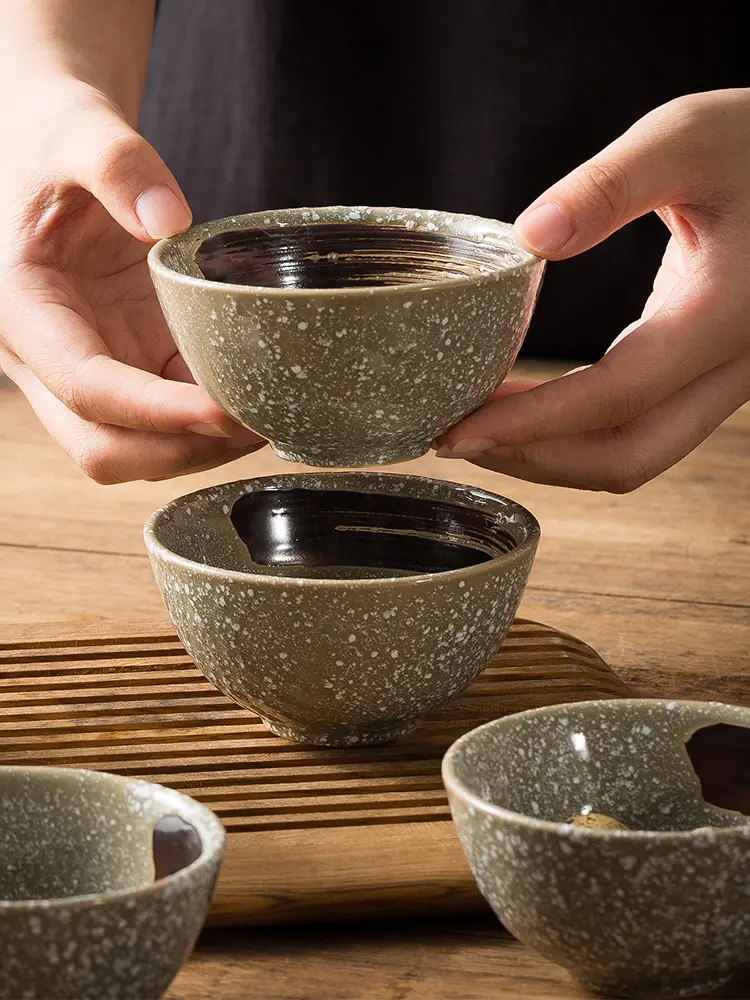 Japanese Retro Ceramic Rice Bowl Creative Salad Bowl Specialty Tableware Simple Snacks Dipping Bowl