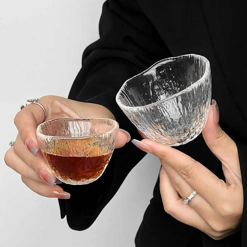 Japanese Style Sake Cup Glass Small Coffee Cups Transparent Water Mug Simple Afternoon Tea Drinkware