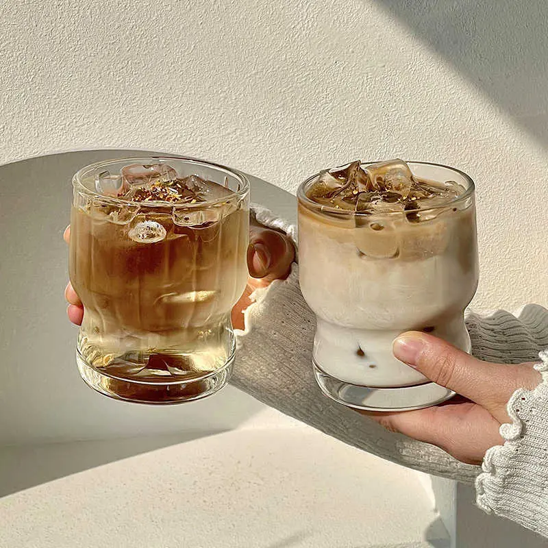 290ml Transparent Glass Mug Household Breakfast Milk Cup Simple Iced Coffee Latte Cups Juice Cup Drinkware