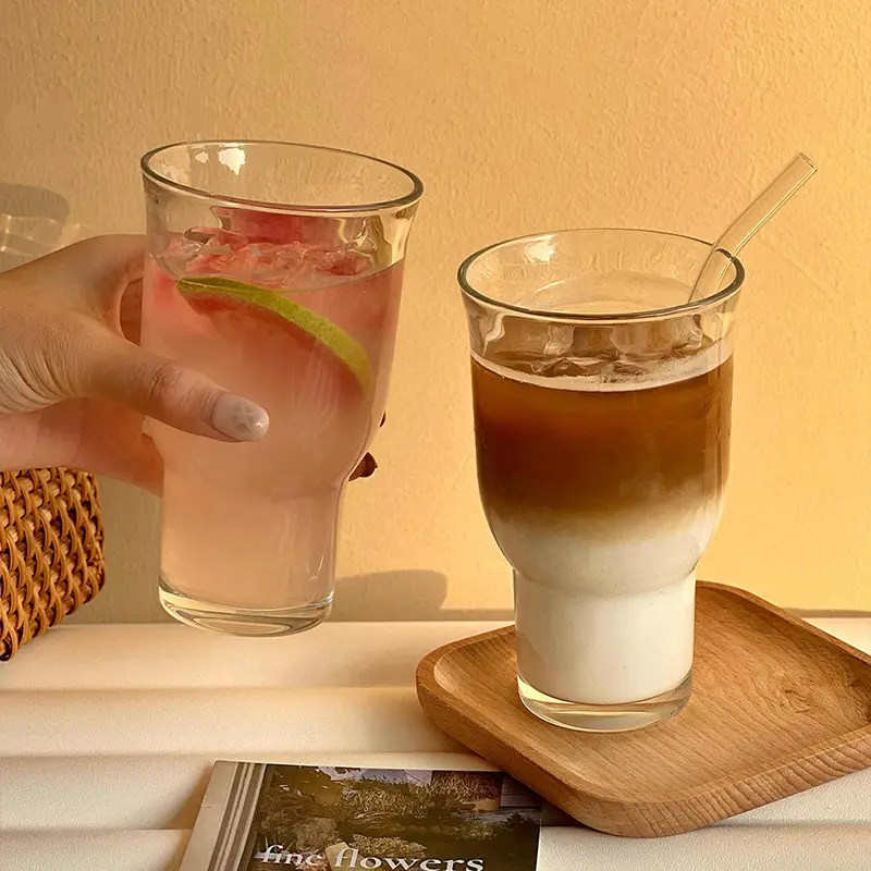400ml Simple Transparent Glass Cup Household Juice Drink Coffee Beer Cups Breakfast Milk Mug Drinking Utensils