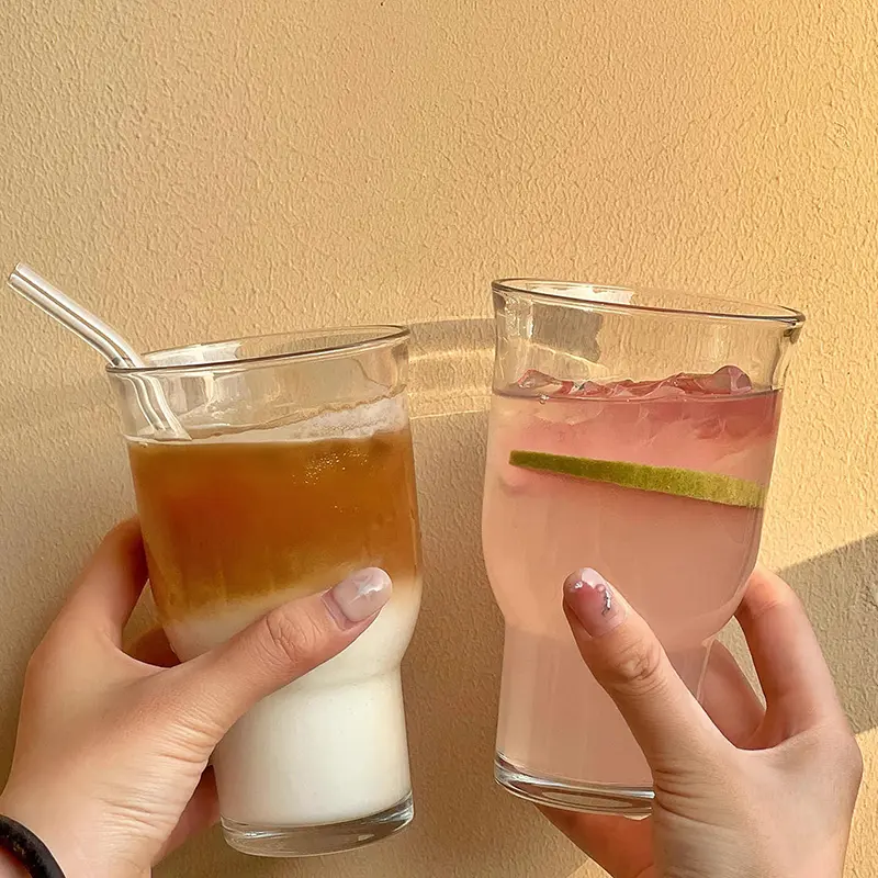 400ml Simple Transparent Glass Cup Household Juice Drink Coffee Beer Cups Breakfast Milk Mug Drinking Utensils
