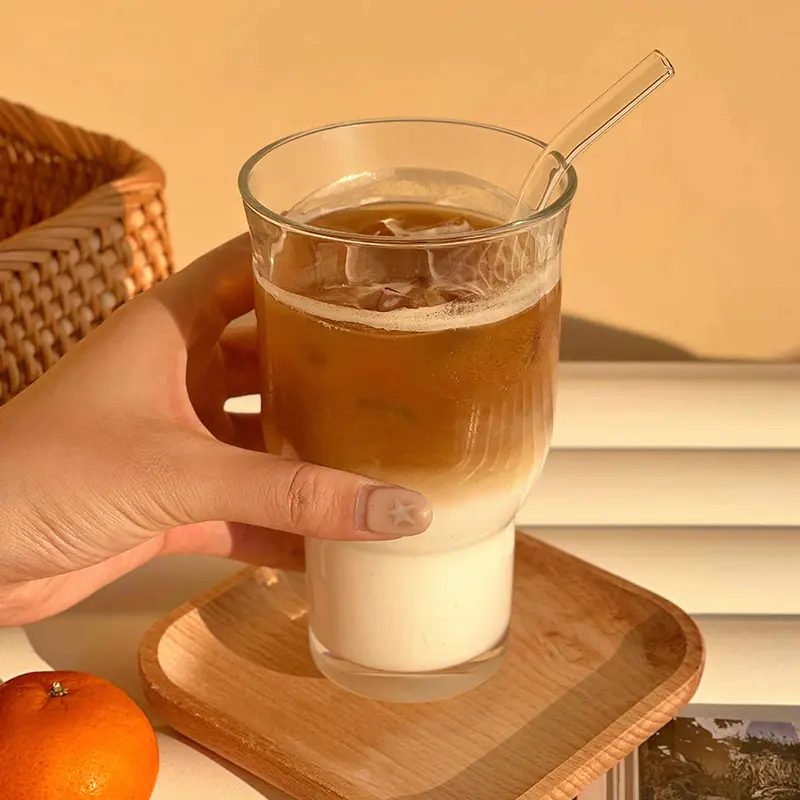 400ml Simple Transparent Glass Cup Household Juice Drink Coffee Beer Cups Breakfast Milk Mug Drinking Utensils