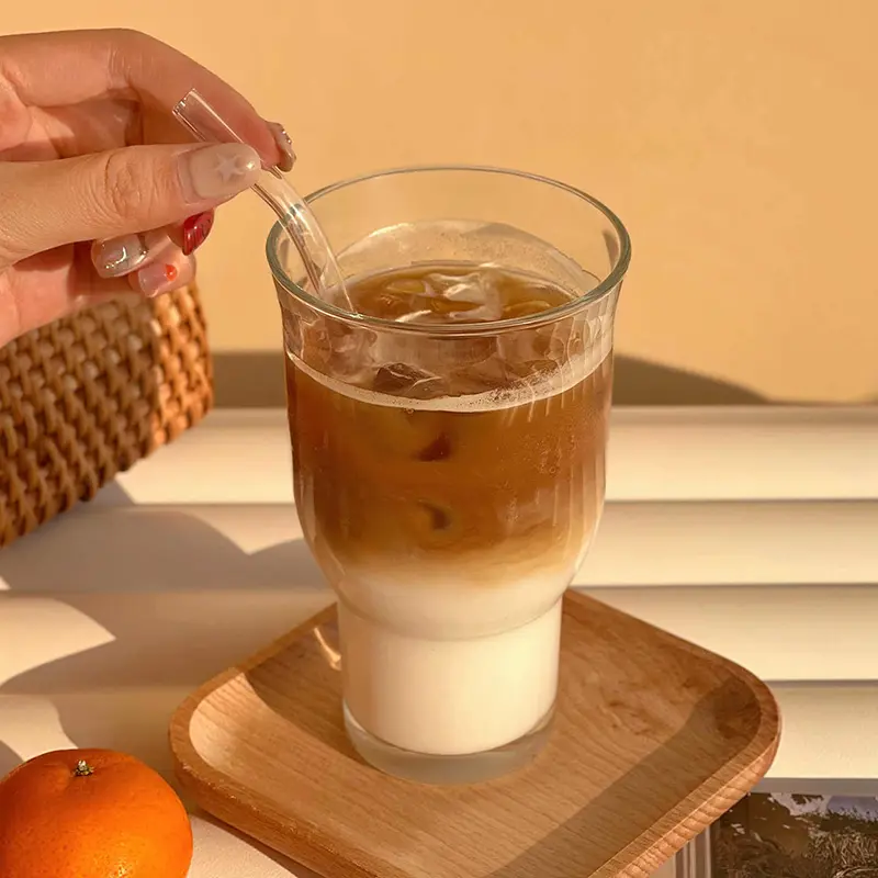400ml Simple Transparent Glass Cup Household Juice Drink Coffee Beer Cups Breakfast Milk Mug Drinking Utensils