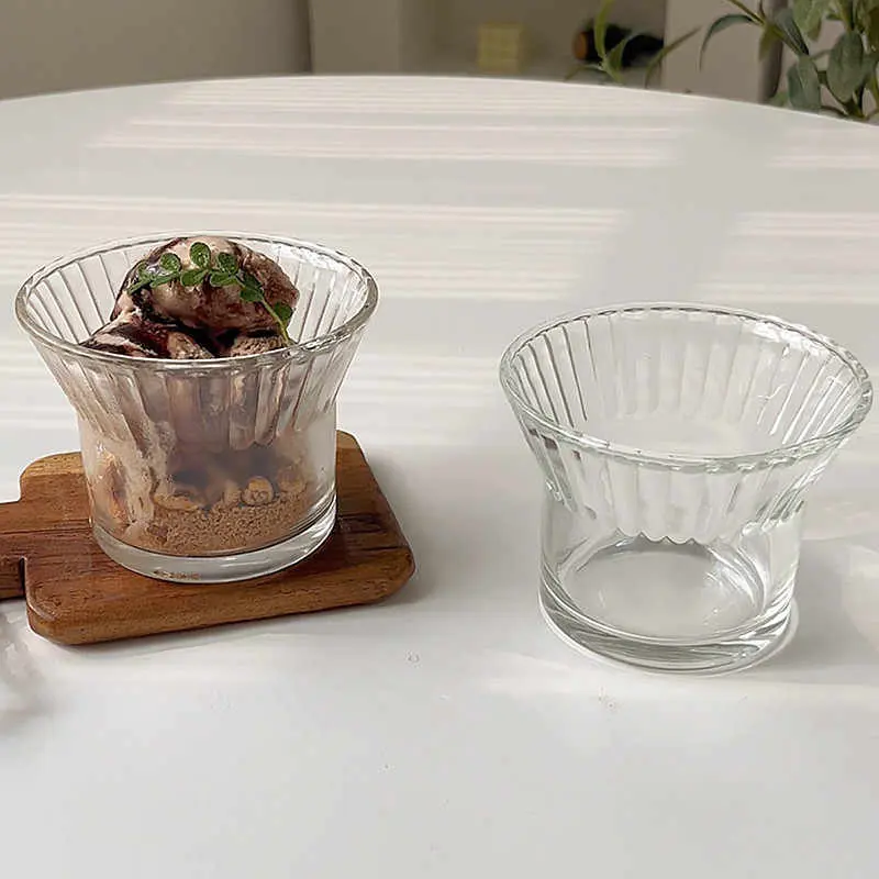 Glass Pudding Cup Yoghurt Ice Cream Cup Home Small Dessert Bowl Afternoon Tea Ice Cream Cup 210ml Supplies