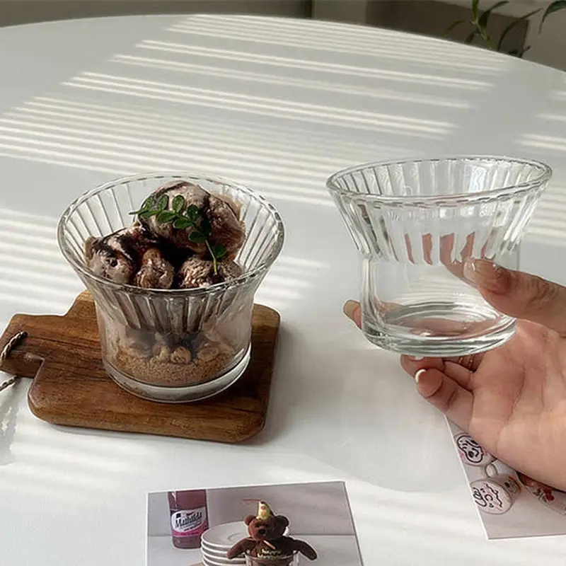 Glass Pudding Cup Yoghurt Ice Cream Cup Home Small Dessert Bowl Afternoon Tea Ice Cream Cup 210ml Supplies