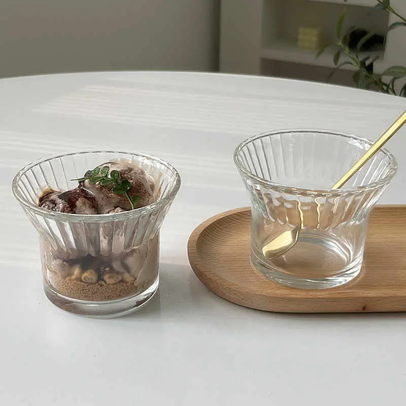 Glass Pudding Cup Yoghurt Ice Cream Cup Home Small Dessert Bowl Afternoon Tea Ice Cream Cup 210ml Supplies