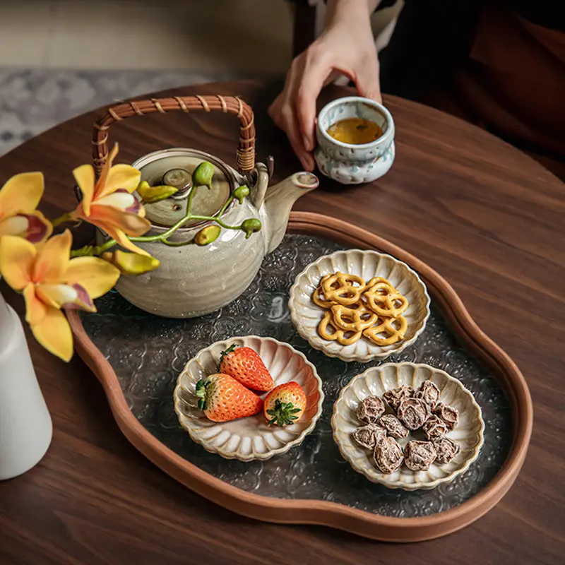 Vintage Ceramic Flavour Saucers Creative Irregular Dipping Mini Plate Seasoning Sauce Vinegar Hot Pot Dish Kitchen Utensils