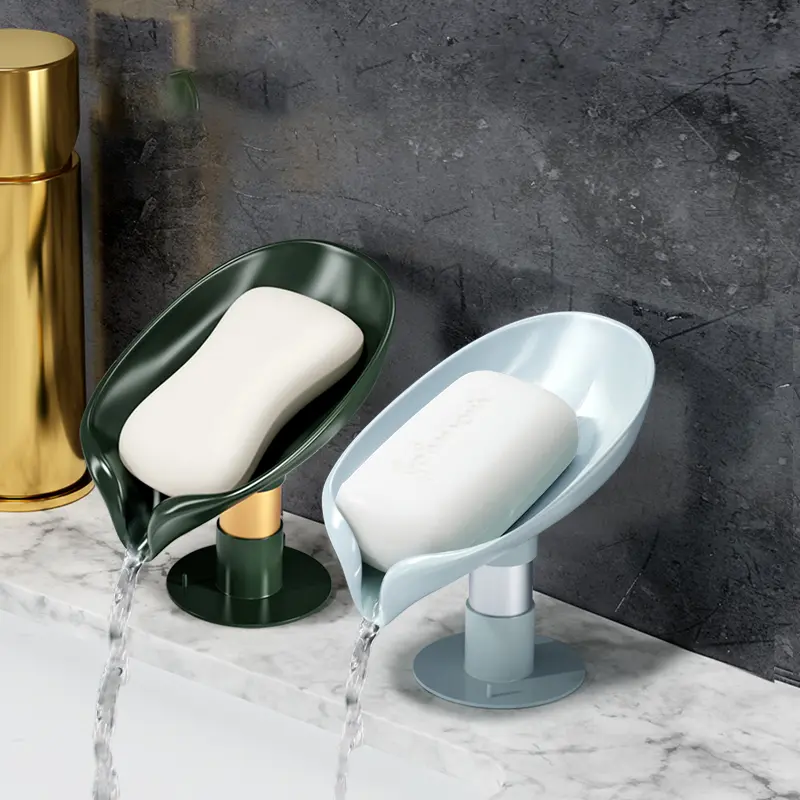 Household Soap Storage Box No-hole Creative Design Drainage Rack Pure Color Light Luxury Soap Placement Box Simple Installation