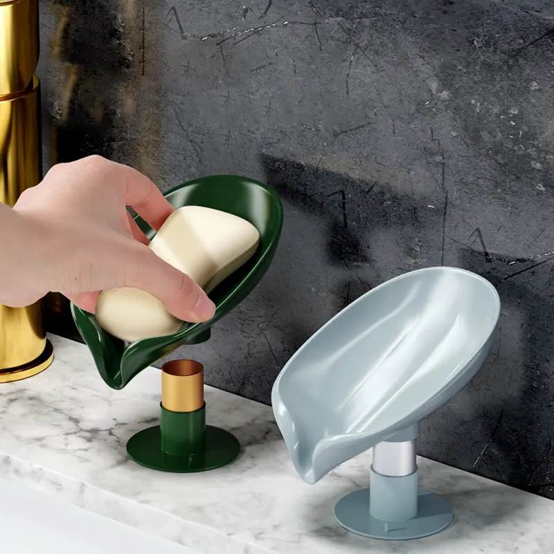 Household Soap Storage Box No-hole Creative Design Drainage Rack Pure Color Light Luxury Soap Placement Box Simple Installation