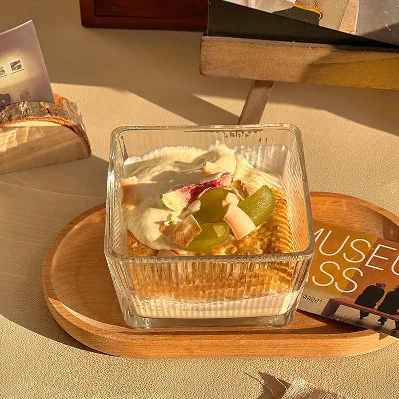 Simple Small Yoghurt Dessert Bowl Square Seasoning Sauce And Vinegar Glass Bowls Household Transparent Hotpot Dipping Bowl
