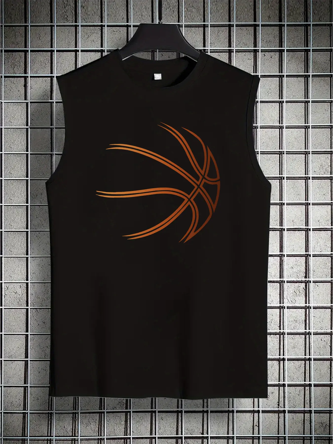 Men's Summer Leisure Sports Fitness Loose Basketball Pattern Printed Comfortable and Breathable Round Neck Sleeveless Tank Top