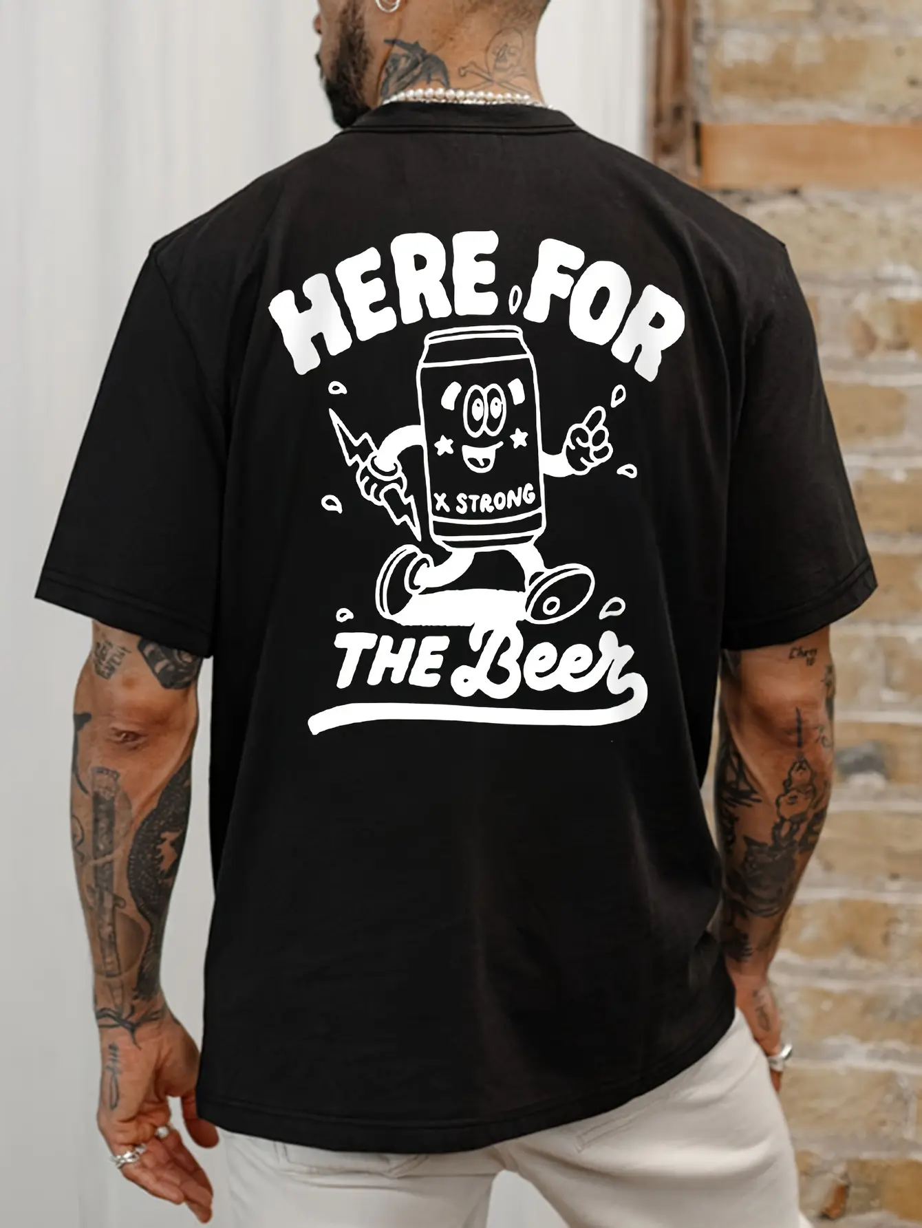 Men's summer 100% pure cotton fashionable casual sports loose graphic print round neck short sleeved T-shirt top