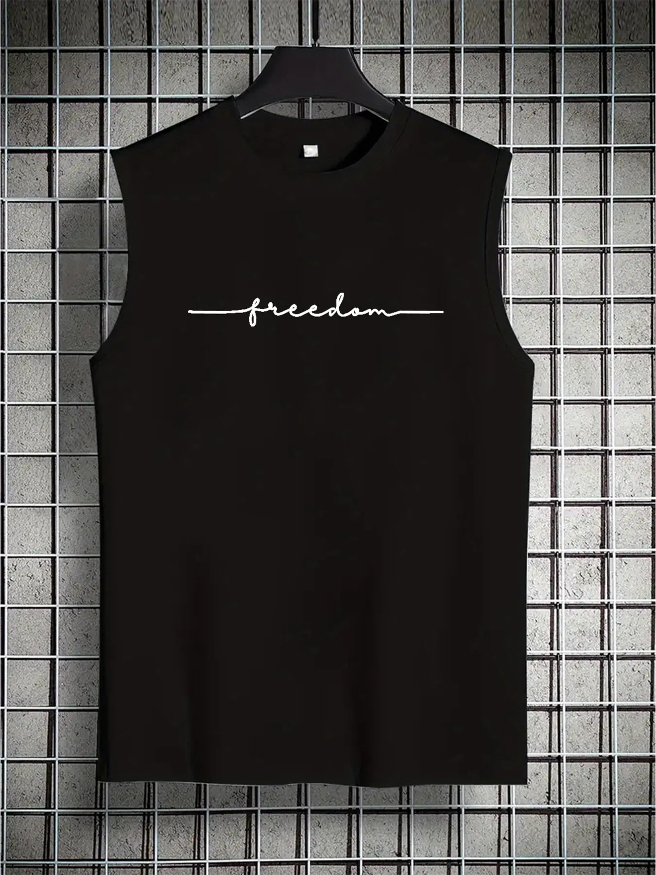 Men's Summer Leisure Sports Fitness Loose Freedom Letter Printed Comfortable Breathable Round Neck Sleeveless Tank Top
