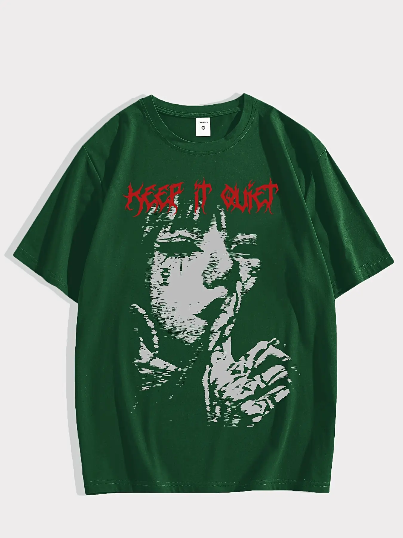 Men's summer 100% pure cotton fashionable casual loose keep quiet Gothic figure pattern round neck short sleeved T-shirt top