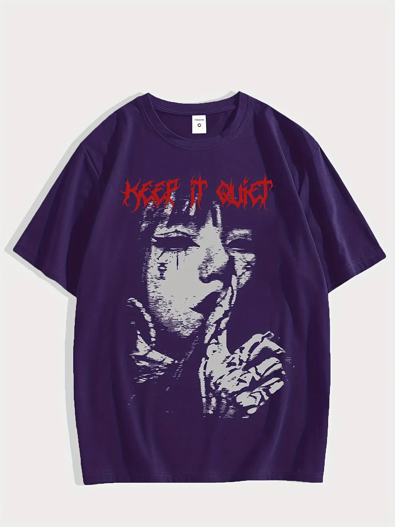 Men's summer 100% pure cotton fashionable casual loose keep quiet Gothic figure pattern round neck short sleeved T-shirt top