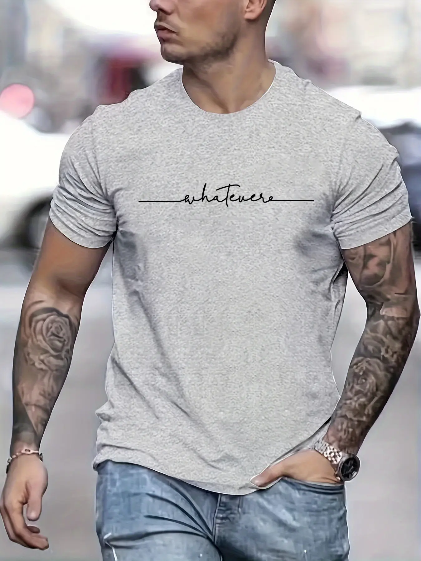 Men's 100% pure cotton summer loose size letter pattern printed  casual comfortable round neck short sleeved T-shirt top