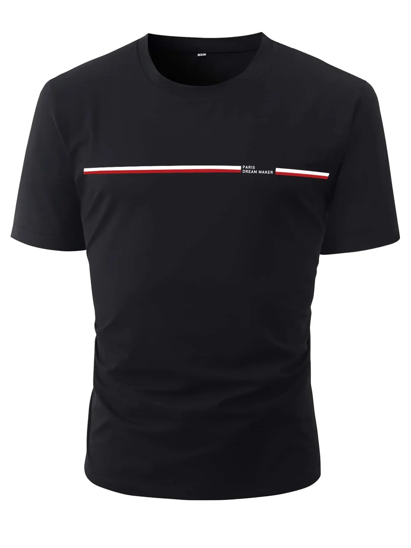 Men's 100% cotton summer loose size PARIS Letter printed slim fit casual sports round neck short sleeved T-shirt top