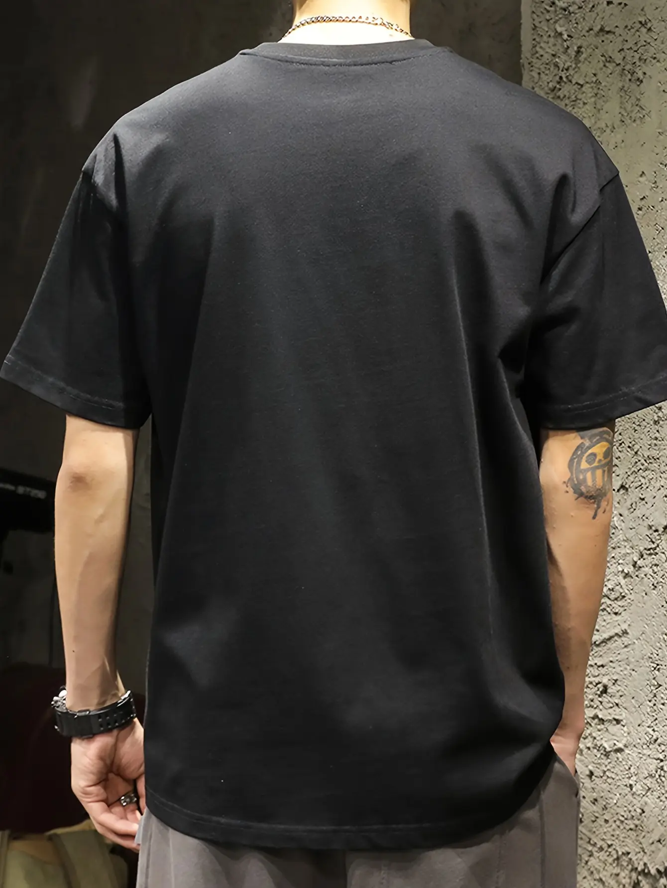 Men's summer 100% pure cotton fashionable casual loose smiling face pattern printed round neck short sleeved T-shirt top
