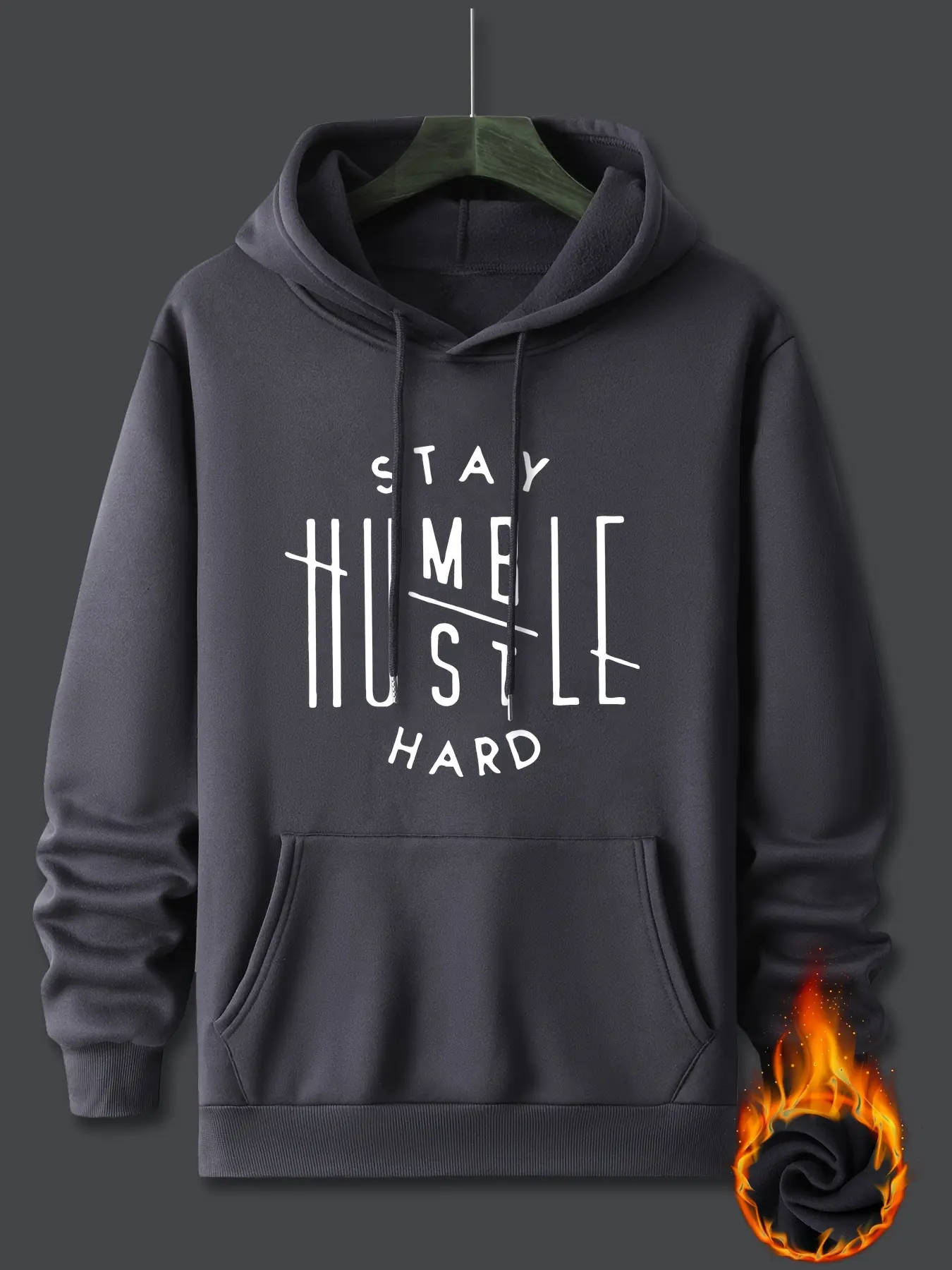Men's autumn and winter casual loose plus size sports Stay Humble printed fleece warm pullover hooded long sleeved sweatshirt