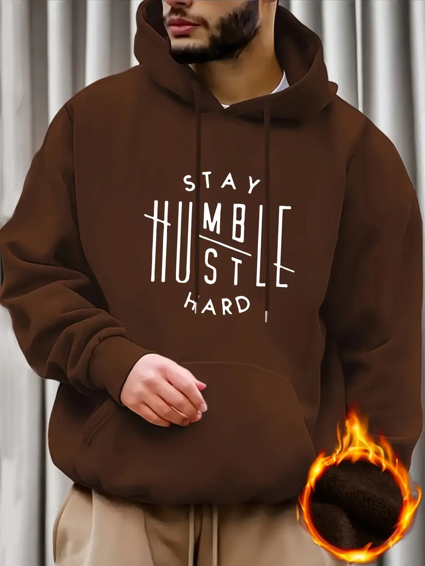 Men's autumn and winter casual loose plus size sports Stay Humble printed fleece warm pullover hooded long sleeved sweatshirt