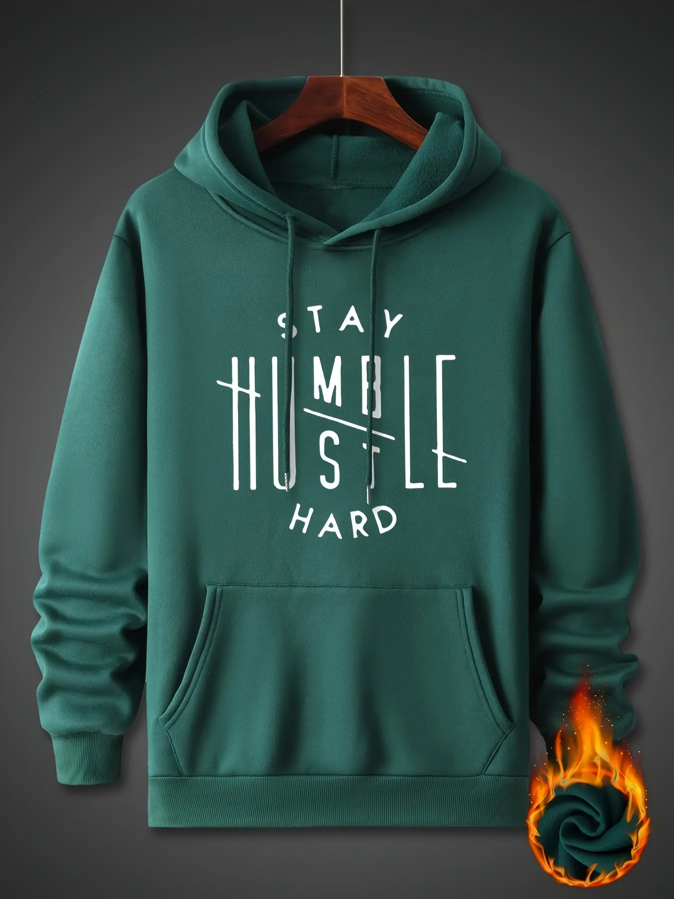 Men's autumn and winter casual loose plus size sports Stay Humble printed fleece warm pullover hooded long sleeved sweatshirt