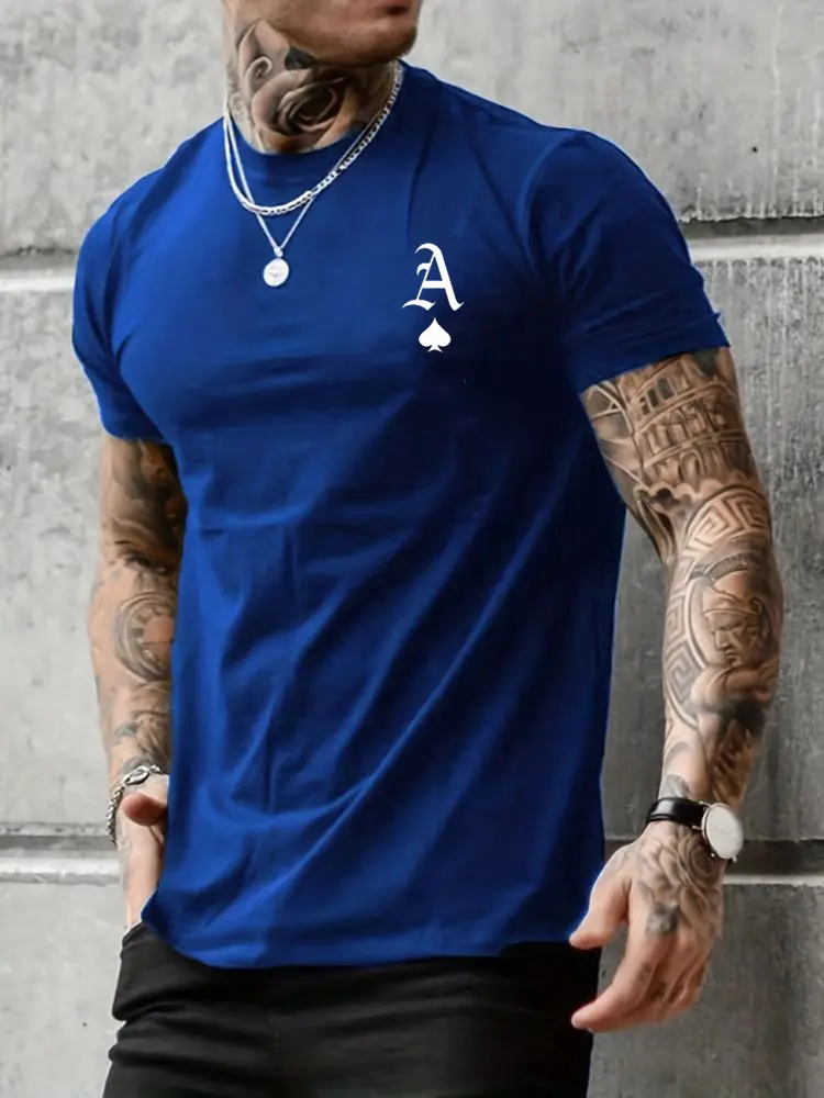 Fashion High Quality Short Sleeve Men's Summer 100% Cotton A-Letter Printed Loose Large Casual Round Neck Short Sleeve T-shirt