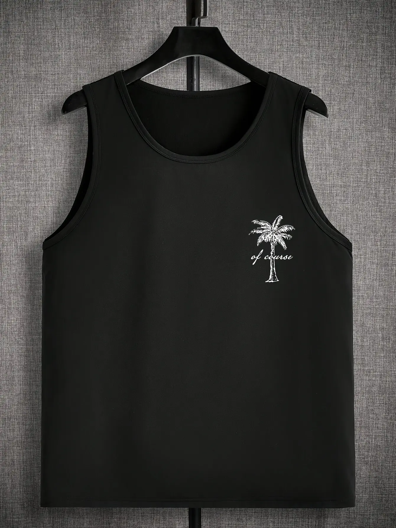 Men's summer casual sports loose coconut tree pattern dual sided printed comfortable and breathable round neck sleeveless vest