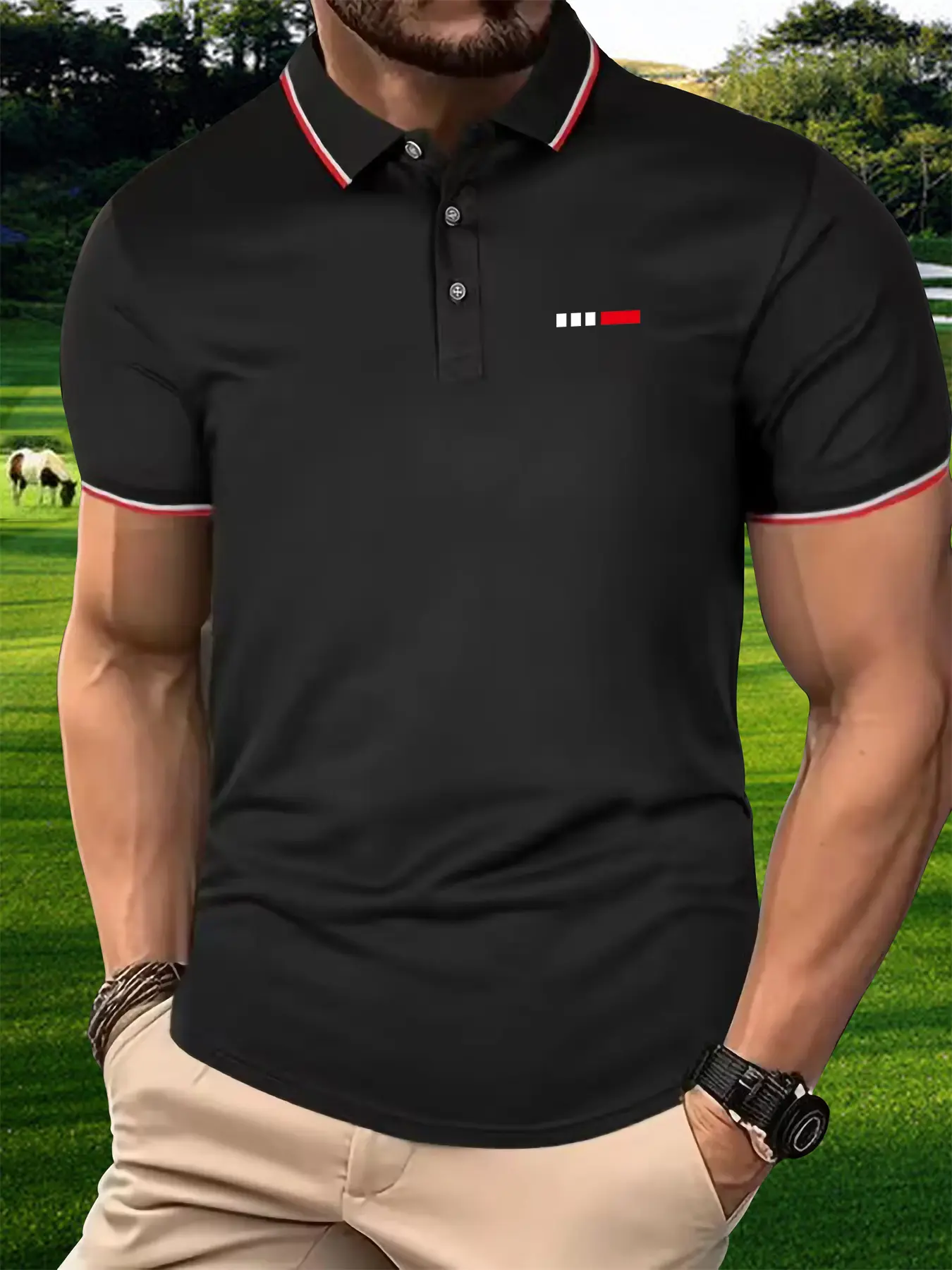 Men's Summer POLO Shirt Tops Street Style Fleece tops Autumn Casual tshirt Fashionable Crewneck Pullovers