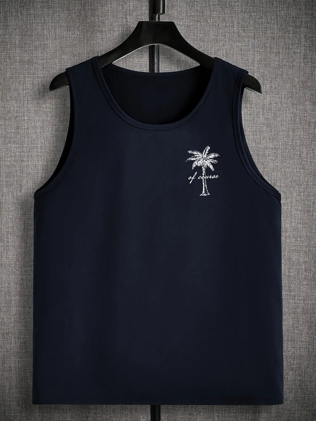 Men's summer casual sports loose coconut tree pattern dual sided printed comfortable and breathable round neck sleeveless vest