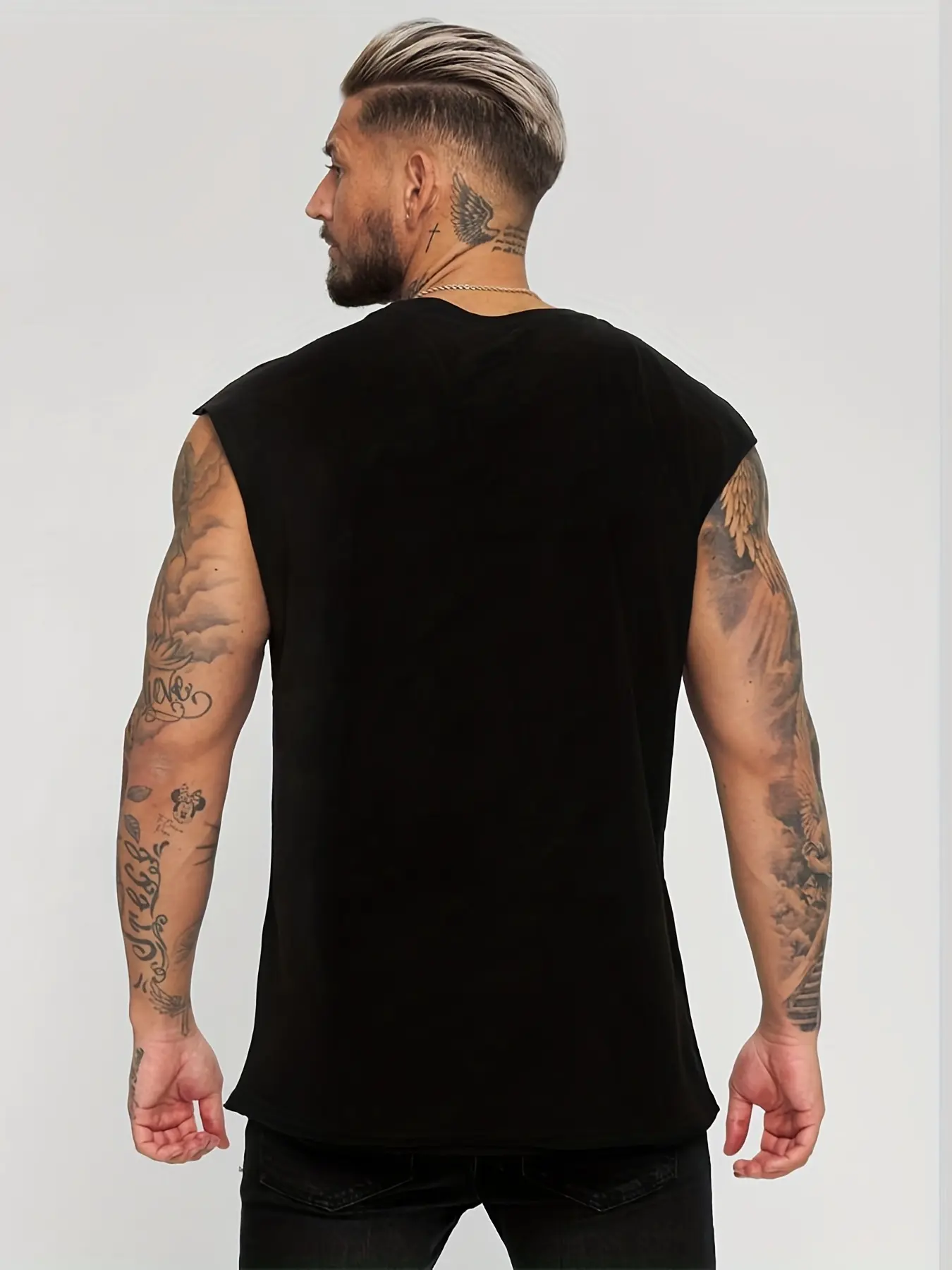 Men's summer fashionable casual sports loose solid color comfortable breathable round neck sleeveless vest