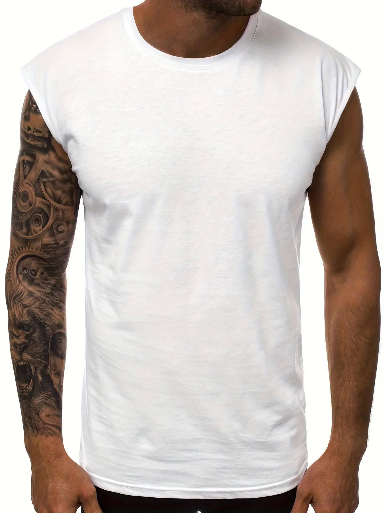 Men's summer fashionable casual sports loose solid color comfortable breathable round neck sleeveless vest