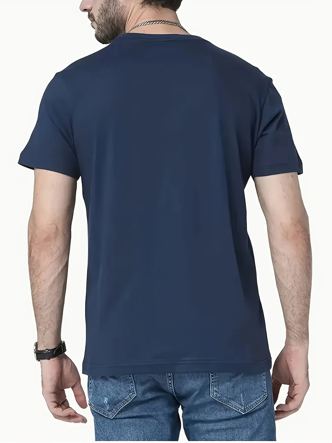 Men's summer 100% pure cotton Men's Klein Print T-Shirt - White Casual Summer Tee with Skyscraper GraphicBreathable &