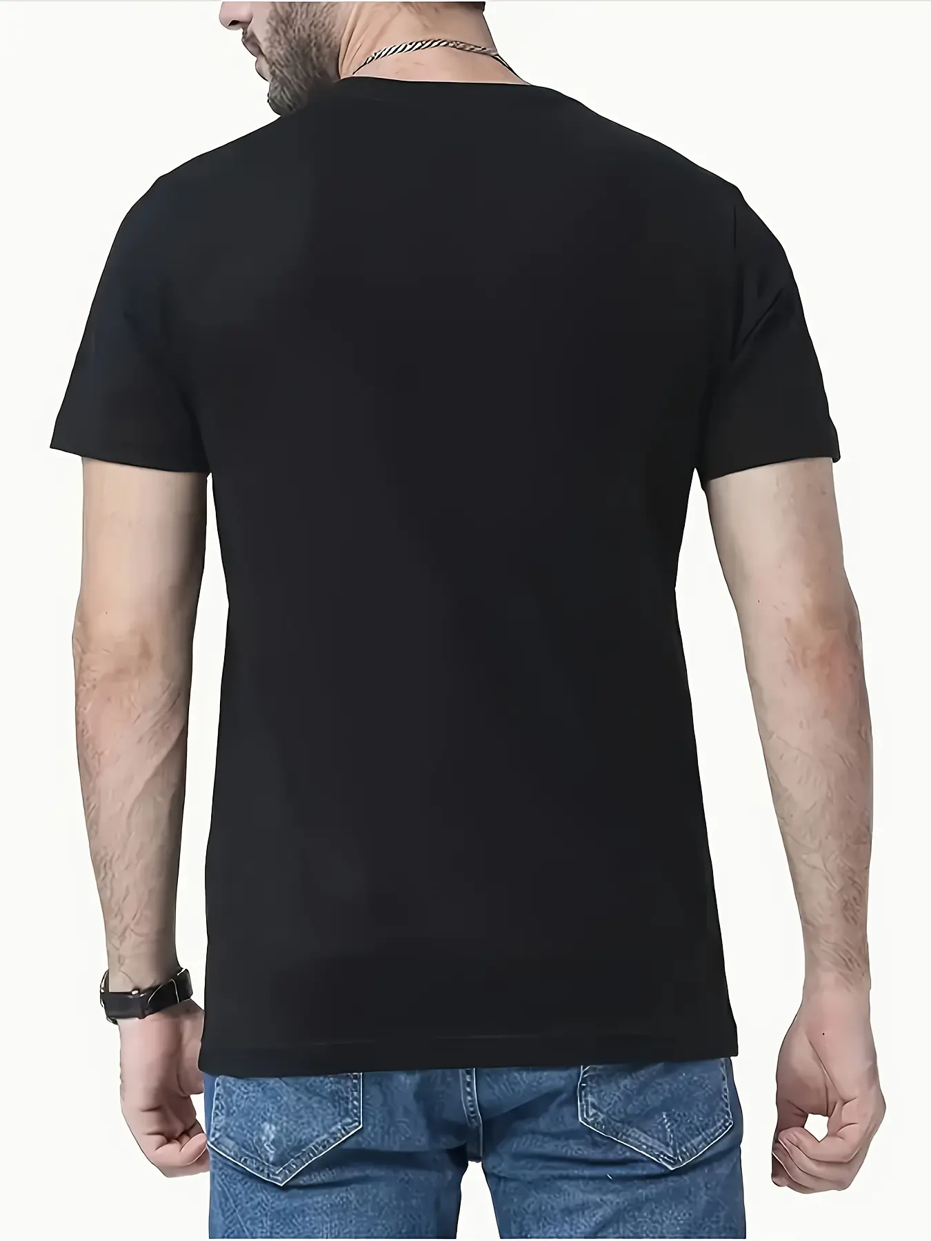 Men's summer 100% pure cotton Men's Klein Print T-Shirt - White Casual Summer Tee with Skyscraper GraphicBreathable &