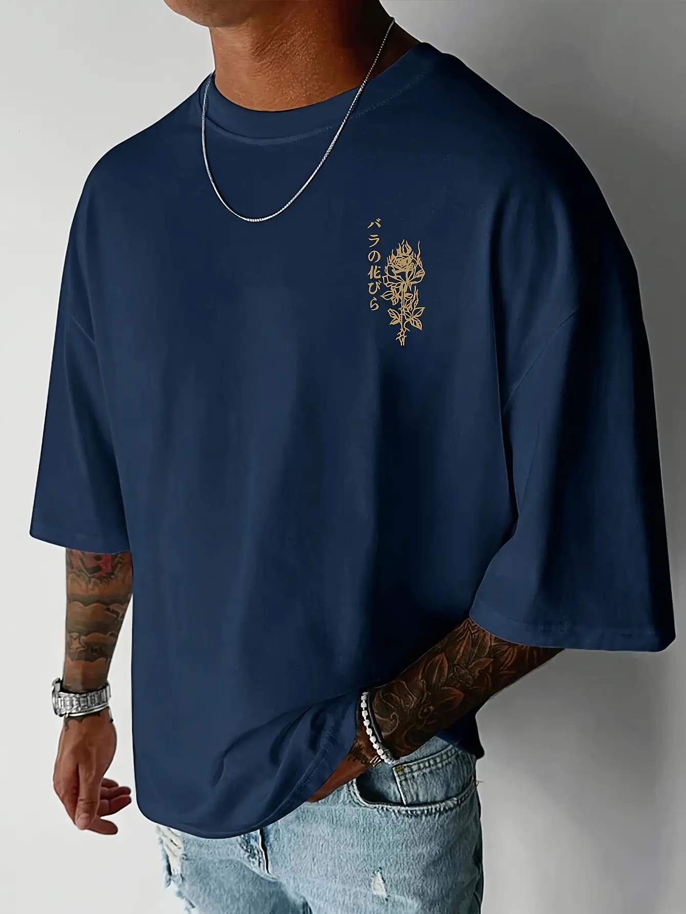Men's summer 100% pure cotton fashionable casual loose sports Japanese pattern printed round neck short sleeved T-shirt top