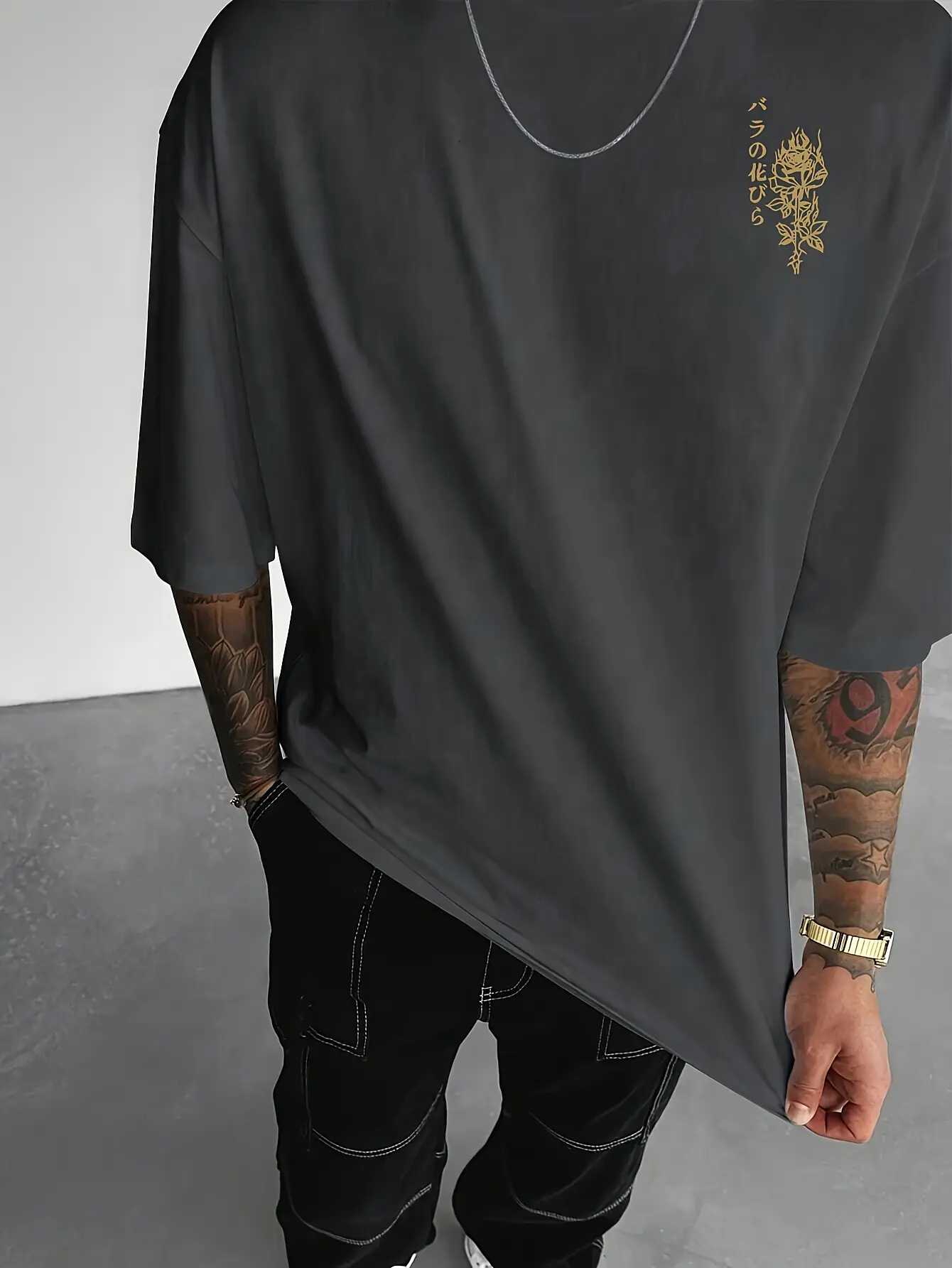 Men's summer 100% pure cotton fashionable casual loose sports Japanese pattern printed round neck short sleeved T-shirt top