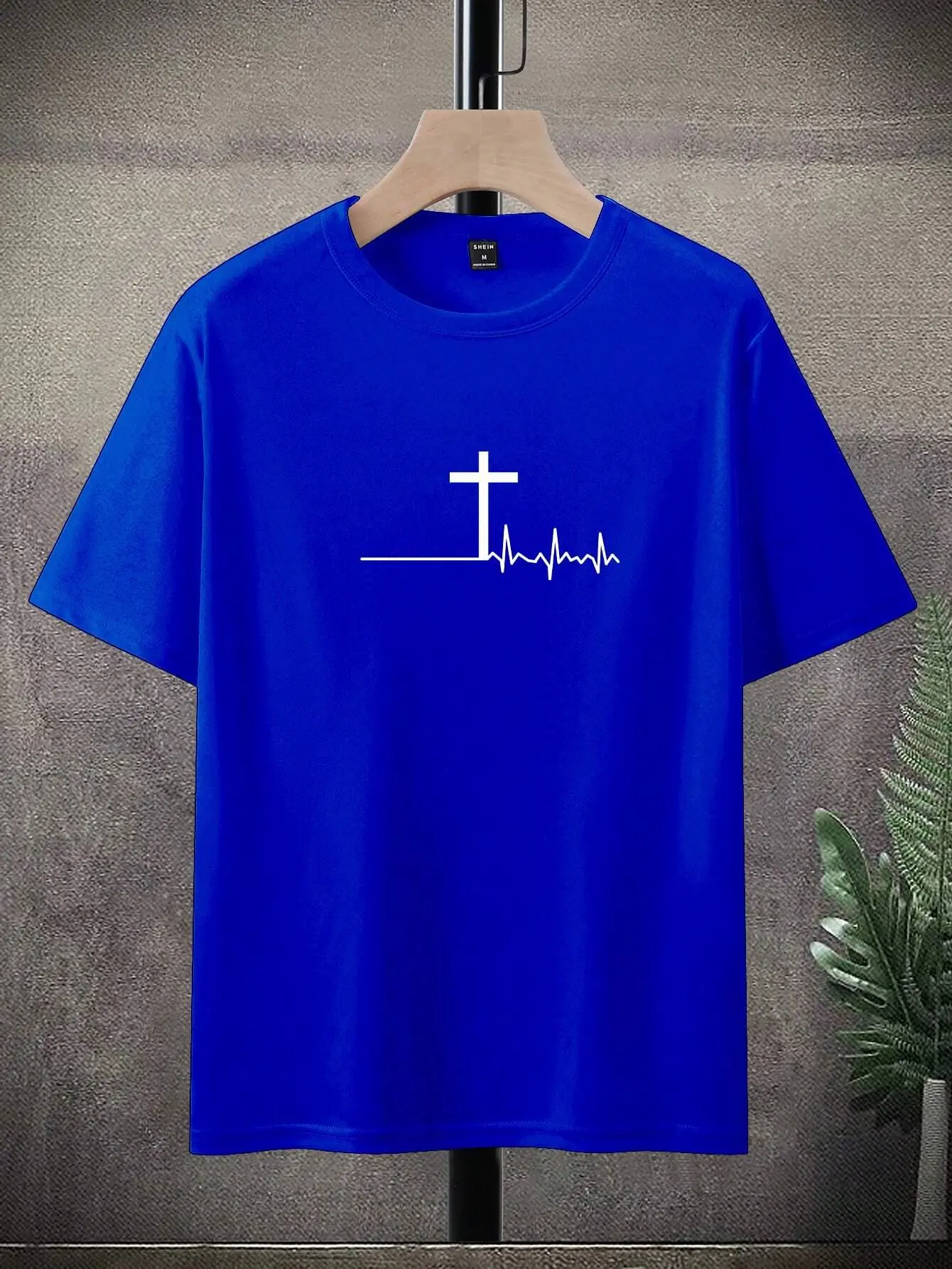 Men's 100% cotton summer loose and comfortable fashion cross print slim fit casual sports round neck short sleeved T-shirt top